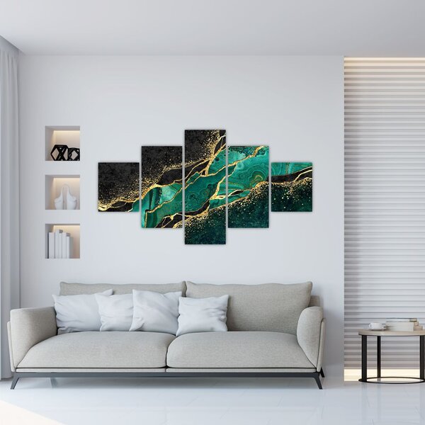 Obraz - Marmurki olejno-złote (125x70 cm)