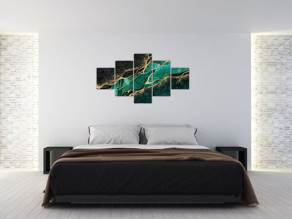 Obraz - Marmurki olejno-złote (125x70 cm)