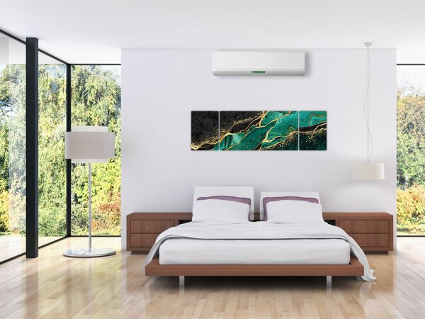 Obraz - Marmurki olejno-złote (170x50 cm)