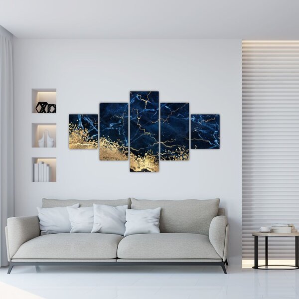 Obraz - Ciemnoniebieski marmur (125x70 cm)