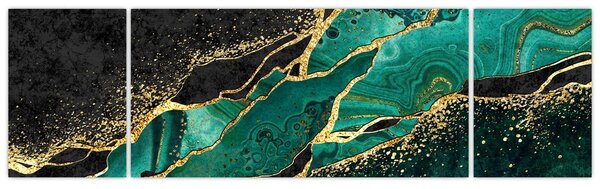 Obraz - Marmurki olejno-złote (170x50 cm)
