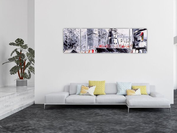 Obraz - Ulica w Paryżu, obraz olejny (170x50 cm)