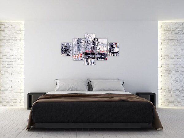 Obraz - Ulica w Paryżu, obraz olejny (125x70 cm)