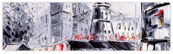 Obraz - Ulica w Paryżu, obraz olejny (170x50 cm)