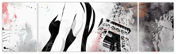 Obraz - Dama i Wieża Eiffla (170x50 cm)