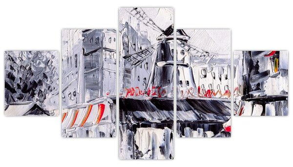 Obraz - Ulica w Paryżu, obraz olejny (125x70 cm)