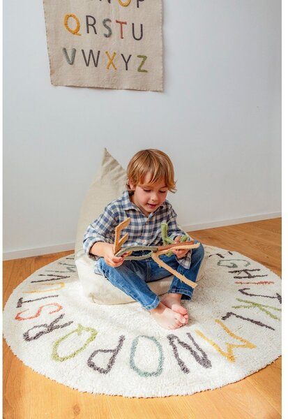 Kremowy bawełniany dziecięcy dywan do zabawy ø120 cm ABC Color and Letters – Lorena Canals