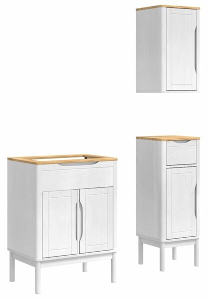 Nowoczesny zestaw mebli łazienkowych floro z litego drewna sosnowego, biały, minimalistyczny design