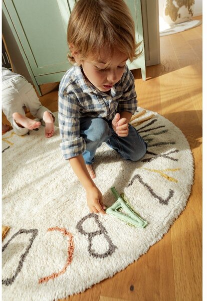 Kremowy bawełniany dziecięcy dywan do zabawy ø120 cm ABC Color and Letters – Lorena Canals