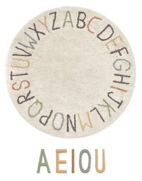Kremowy bawełniany dziecięcy dywan do zabawy ø120 cm ABC Color and Letters – Lorena Canals