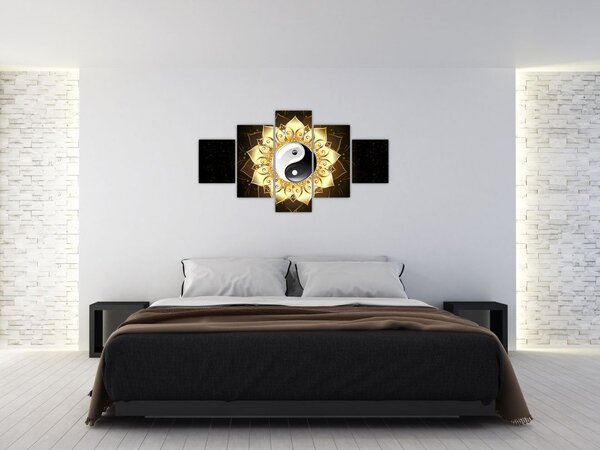 Obraz - Złoty Yin-Yang (125x70 cm)