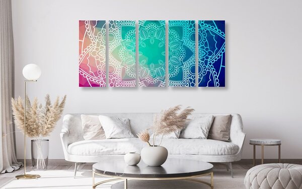 5-częściowy obraz pastelowa Mandala