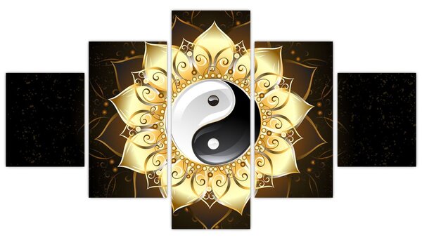Obraz - Złoty Yin-Yang (125x70 cm)