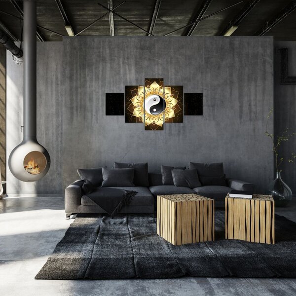 Obraz - Złoty Yin-Yang (125x70 cm)