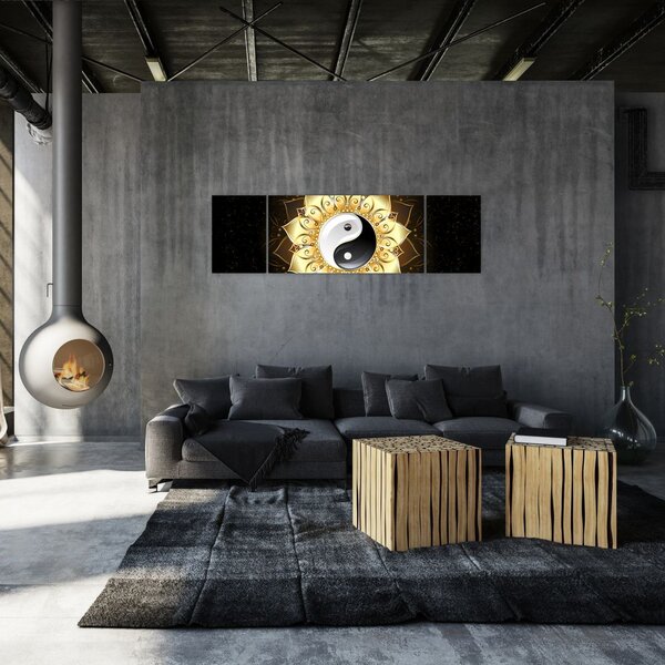 Obraz - Złoty Yin-Yang (170x50 cm)