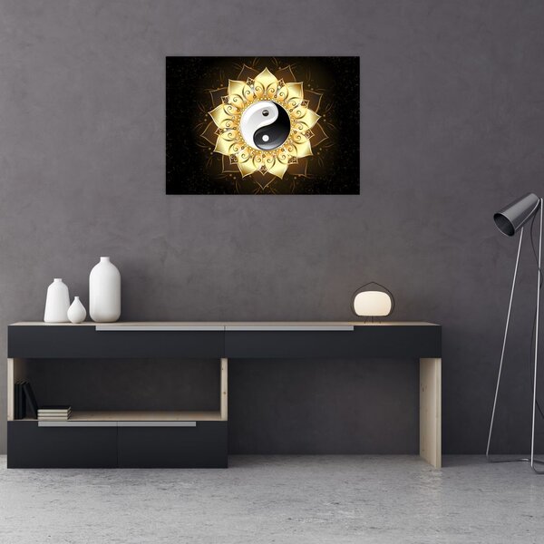 Obraz - Złoty Yin-Yang (70x50 cm)