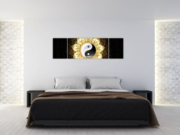 Obraz - Złoty Yin-Yang (170x50 cm)