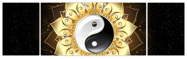 Obraz - Złoty Yin-Yang (170x50 cm)