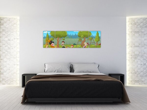 Obraz - Dzieci na placu zabaw (170x50 cm)