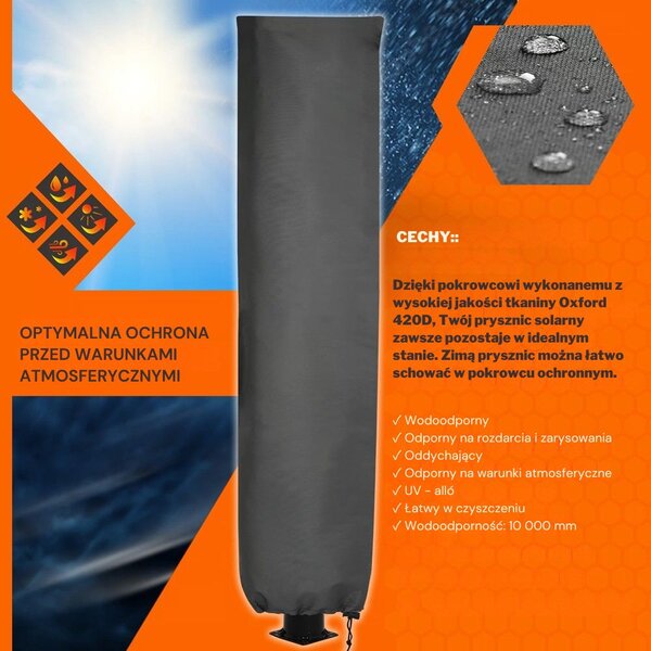 Prysznic solarny KARIBIK, 35l, srebrna/czarna Jurhan