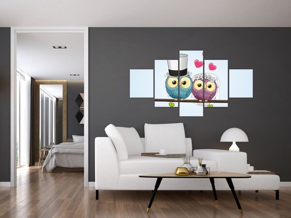 Obraz - Zakochane sowy (125x70 cm)