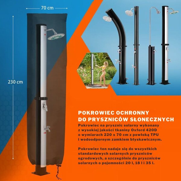 Prysznic solarny KARIBIK, 35l, srebrna/czarna Jurhan