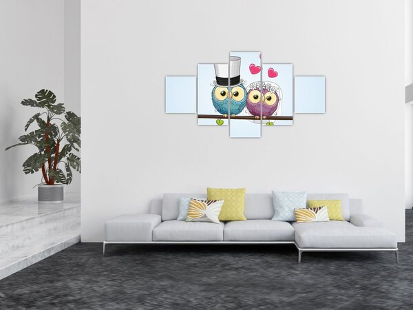 Obraz - Zakochane sowy (125x70 cm)