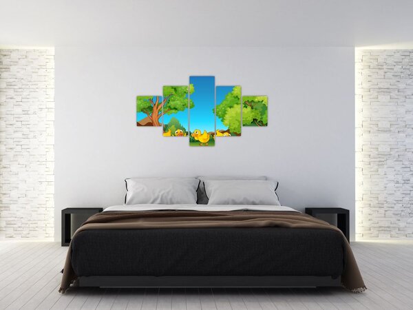 Obraz - Wesołe kaczątka (125x70 cm)