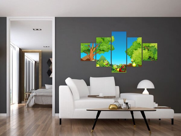Obraz - Wesołe żaby (125x70 cm)