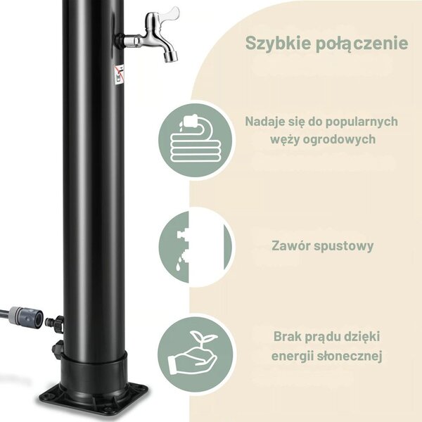 Prysznic solarny BOW, 20l, czarny Monzana