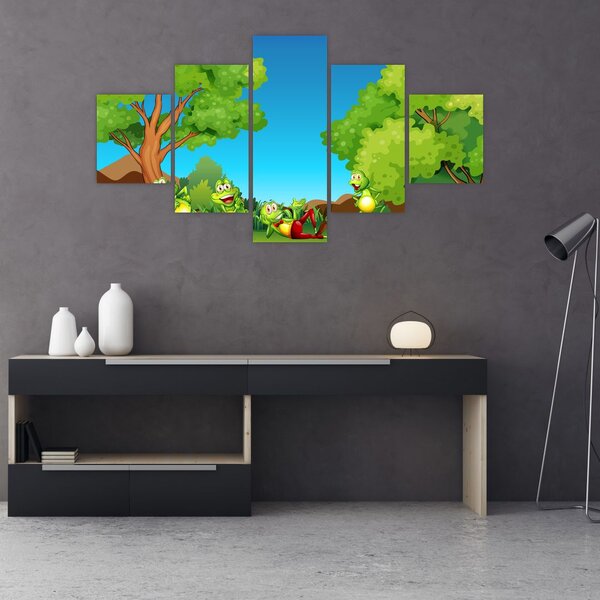 Obraz - Wesołe żaby (125x70 cm)