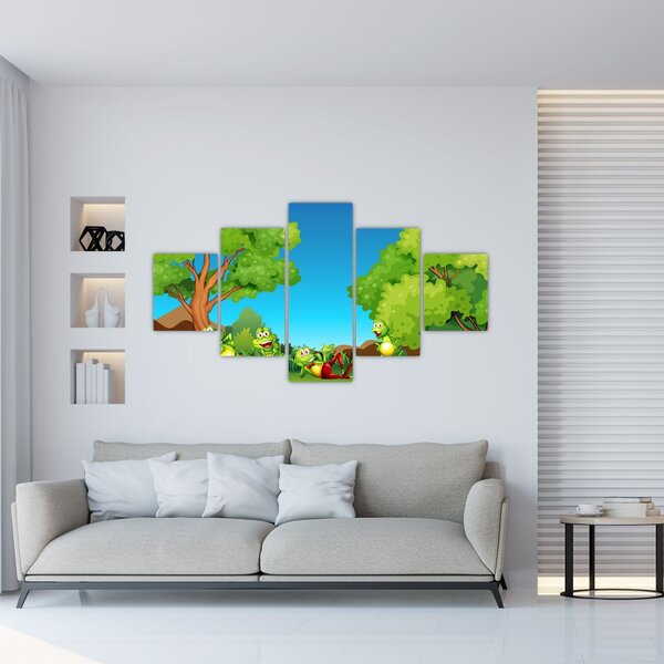 Obraz - Wesołe żaby (125x70 cm)