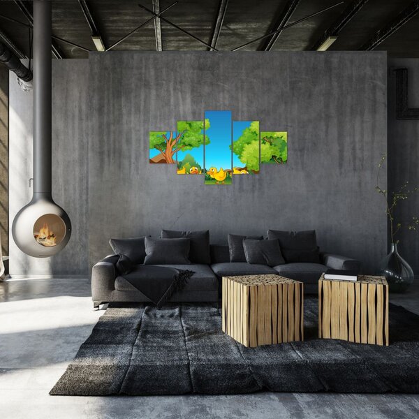 Obraz - Wesołe kaczątka (125x70 cm)