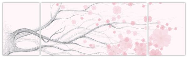 Obraz - Różowe kwiaty (170x50 cm)
