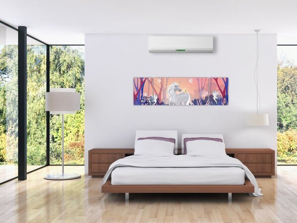 Obraz - Jednorożec w magicznym lesie (170x50 cm)