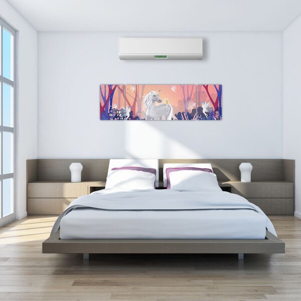 Obraz - Jednorożec w magicznym lesie (170x50 cm)