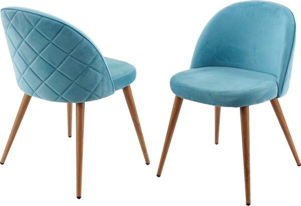 Zestaw 2 krzeseł do jadalni HWC-D53, krzesło kuchenne retro 50s design, aksamit ~ turkusowy