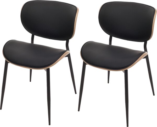 Zestaw 2 krzeseł do jadalni HWC-O45, krzesło, drewno gięte imitacja skóry 280g/m² Oeko-Tex ~ naturalny, czarny