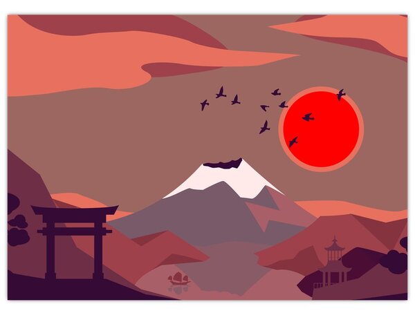 Obraz - Ilustracja góry Fuji (70x50 cm)