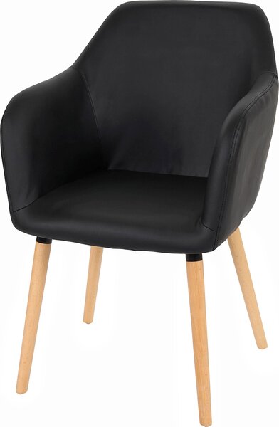 Krzesło do jadalni Malmö T381, krzesło kuchenne, design retro 50s ~ imitacja skóry , czarne, jasne nogi