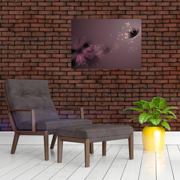Obraz kwiatu z motylem (70x50 cm)