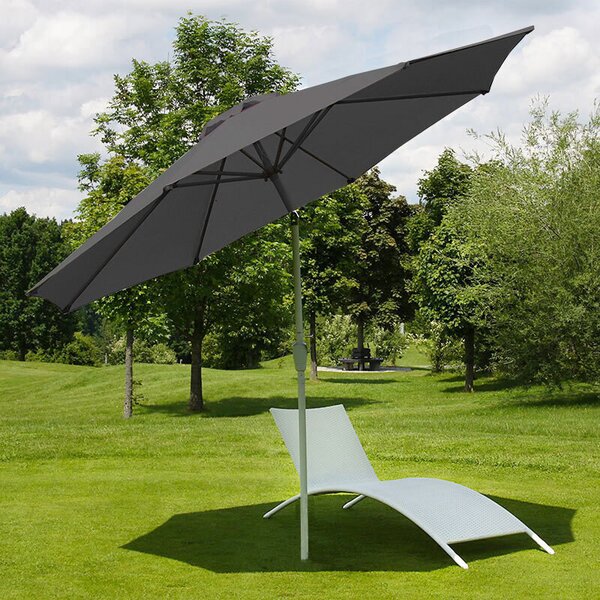 Parasol N19, parasol ogrodowy, Ø 3m uchylny poliester/aluminium 5kg ~ antracyt