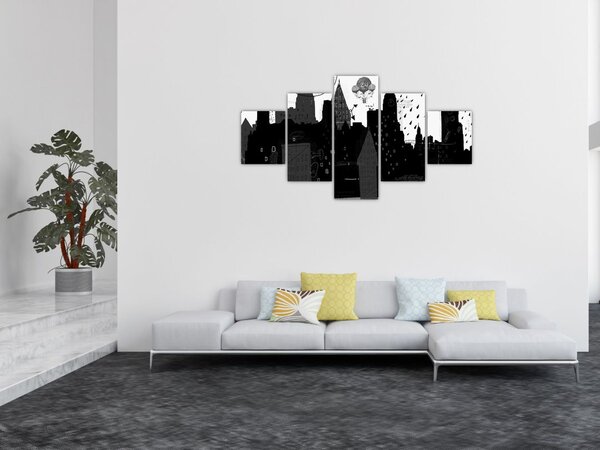Obraz - Miasto z napisami i wzorami (125x70 cm)