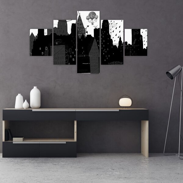 Obraz - Miasto z napisami i wzorami (125x70 cm)