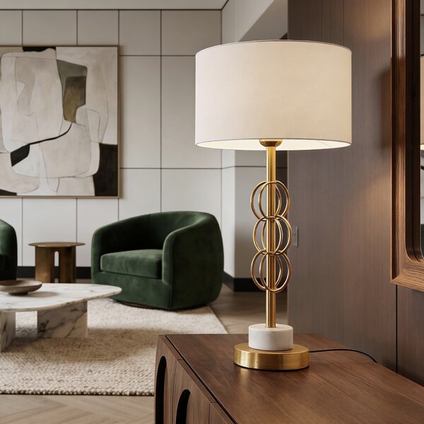 GLAMOUR LAMPA NOCNA Z MARMUREM BIAŁA AZZARIA
