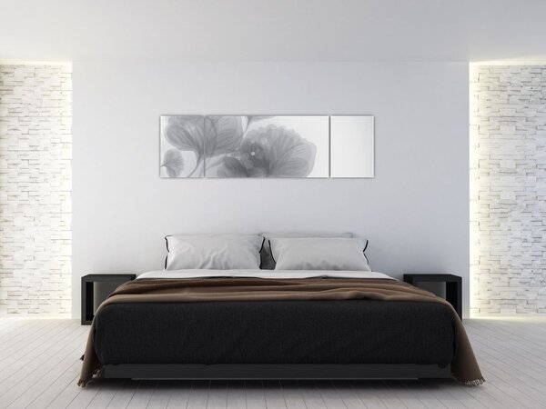 Obraz kwiatów w odcieniach szarości (170x50 cm)