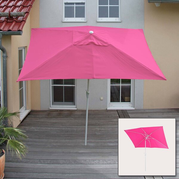 Parasol N23, parasol ogrodowy, prostokątny odchylany 2x3m, poliester/aluminium 4,5kg ochrona UV 50+ ~ różowy
