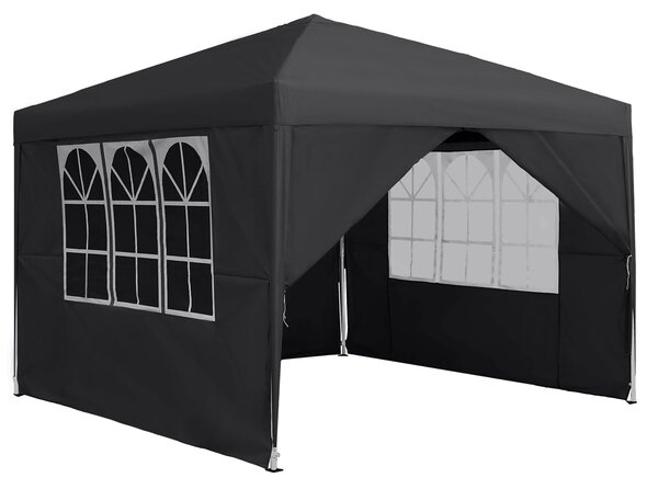 QEENTOE, pawilon składany 3x3 m, pawilon ogrodowy, namiot imprezowy z 4 ściankami, wodoodporny, ochrona przed promieniowaniem UV, kolor antracytowy, idealny na imprezy, wesela, pikniki