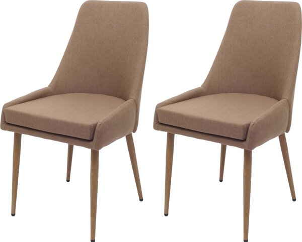 Zestaw 2 krzeseł do jadalni HWC-O27, krzesło kuchenne tapicerowane, tkanina/tkanina (280g/m²) metal ~ brązowy