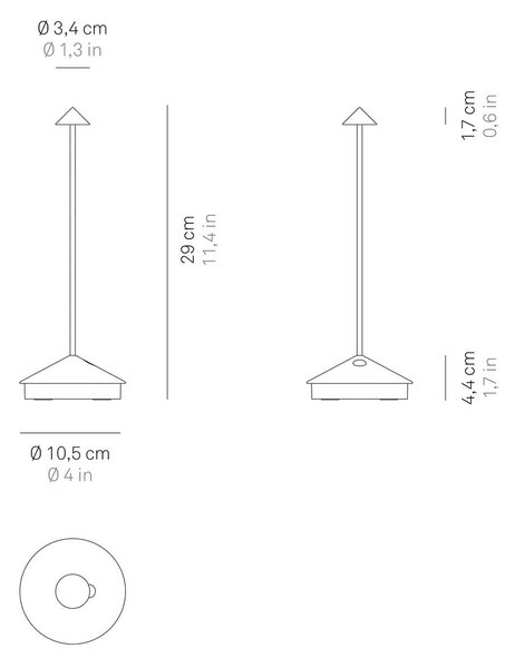 Zafferano Lampa stołowa LED Pina 3K z akumulatorem, ciemnoszara, IP54 3K, możliwość ściemniania, aluminiowy / szary / cynkowy, salon / jadalnia, aluminium, nowoczesny